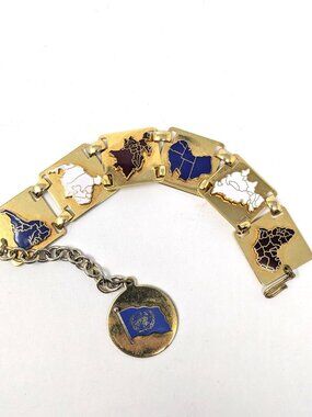 United Nations Bracelet 1960s Geoscheme Continental Regions Bates & Klinke